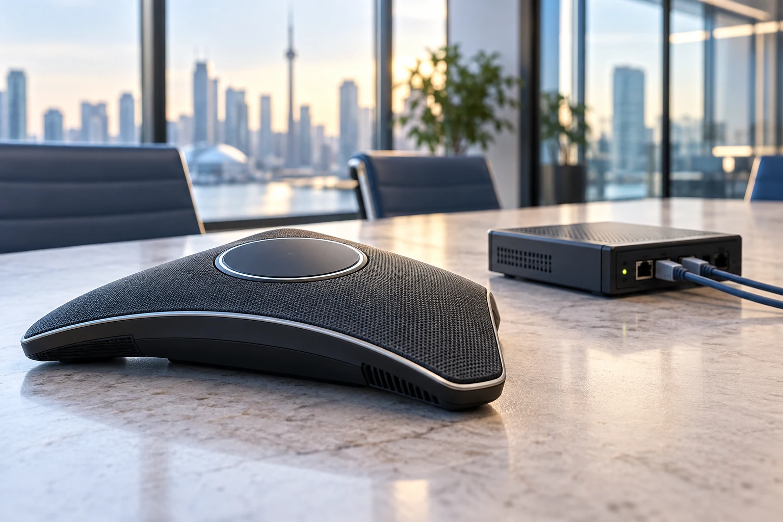 Conference speakerphone and network gateway in a meeting room